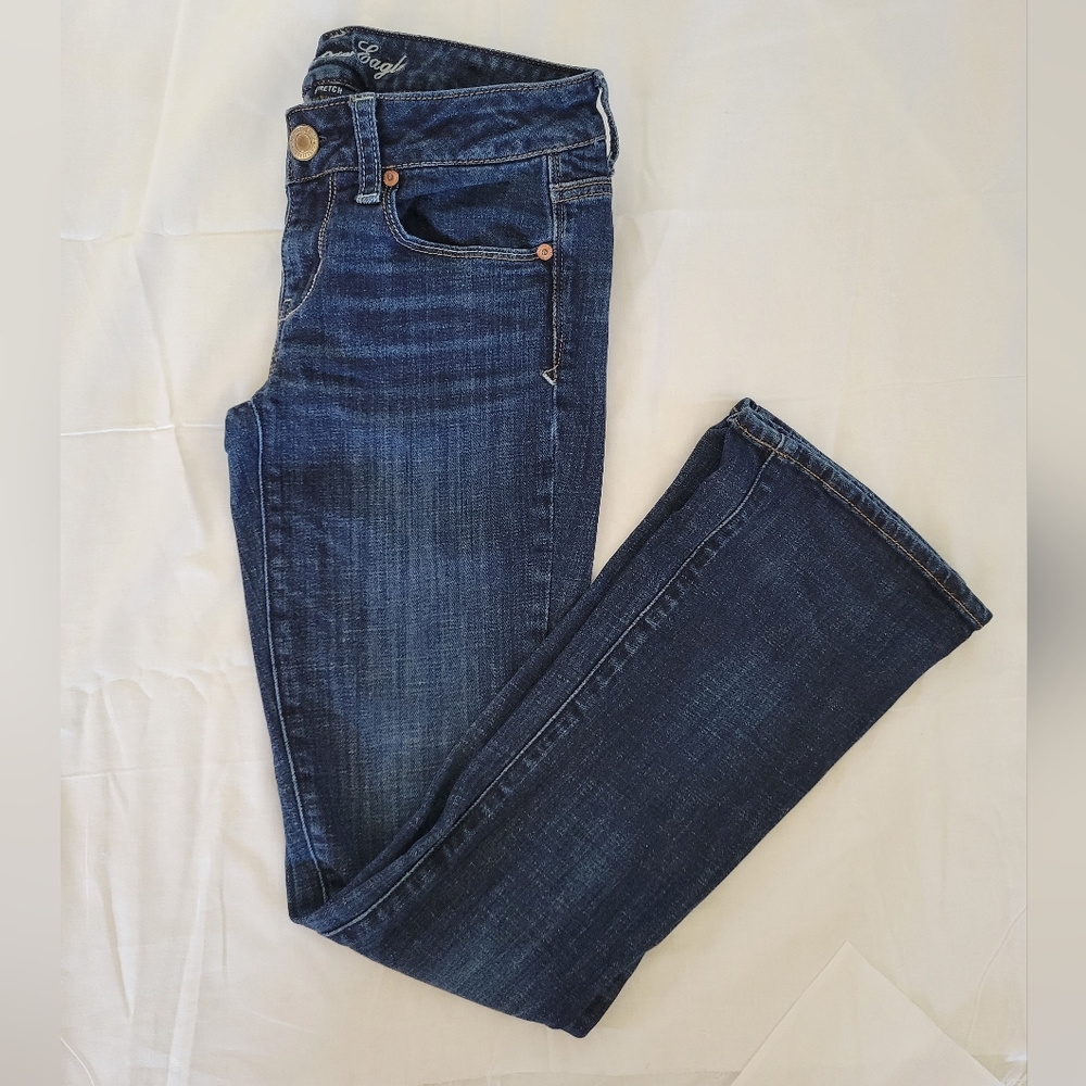 American Eagle stretch skinny kick low rise back sequin pockets denim jeans 4S